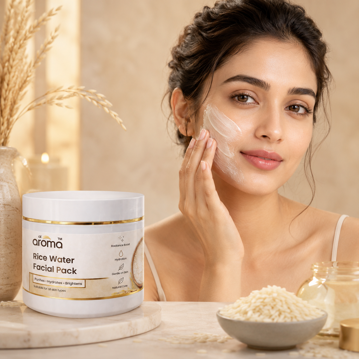Rice Water Facial Pack – Hydrating & Glow-Boosting Face Pack for Soft, Smooth & Radiant-Looking Skin