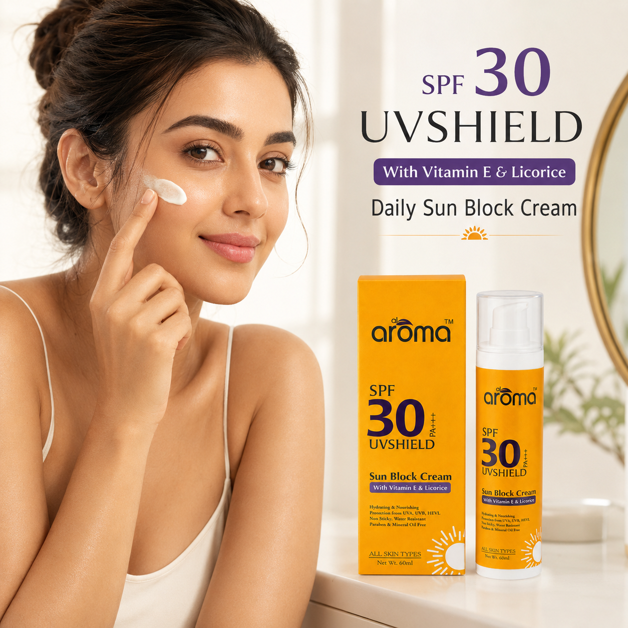 SPF 30 PA+++ Sun Block Lotion – Broad Spectrum UV Protection