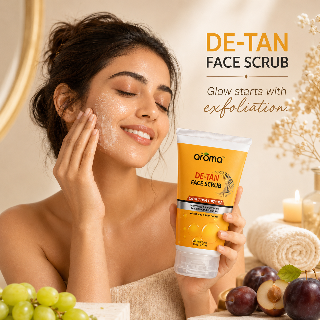 De Tan Face Scrub – Tan Removal & Exfoliating Scrub for Clear, Even-Toned Skin