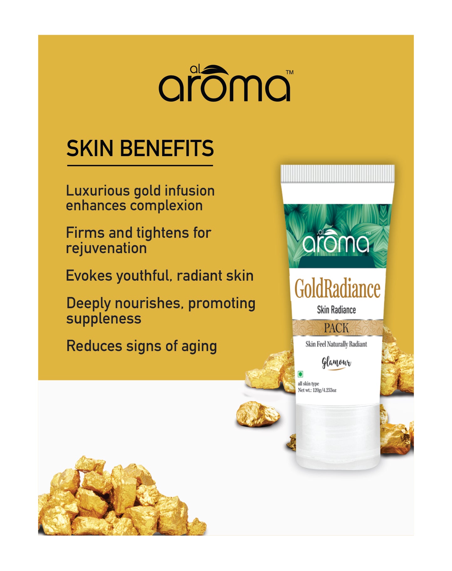 Gold Radiance Face Pack – Luxury Glow Face Mask with Real Gold Particles