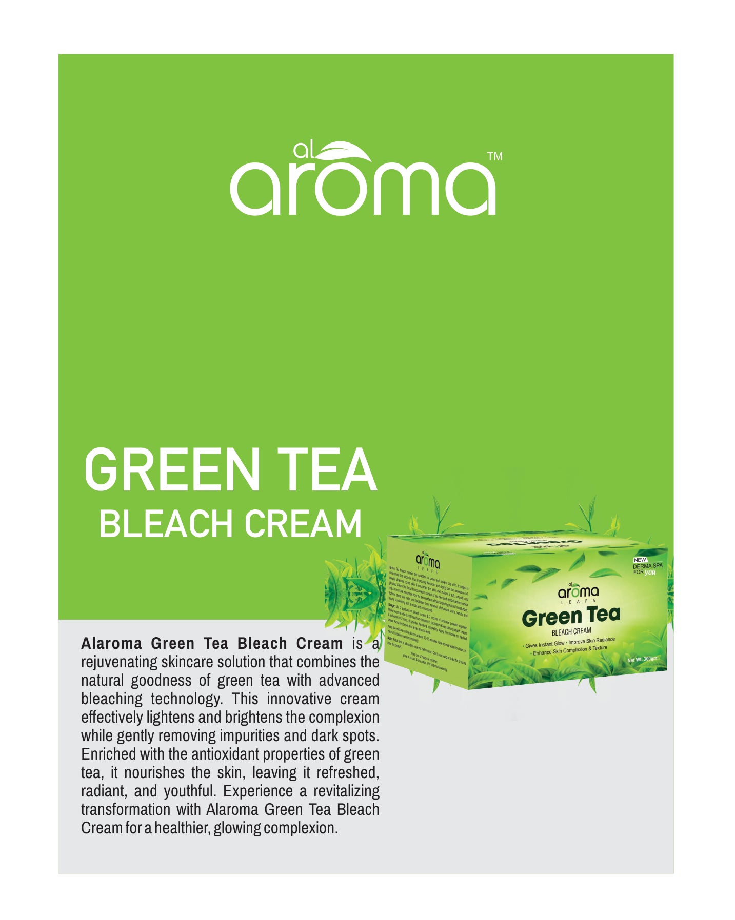 Green Tea Bleach Cream – Gentle Herbal Bleach with Antioxidant Protection for Bright, Even-Toned Skin