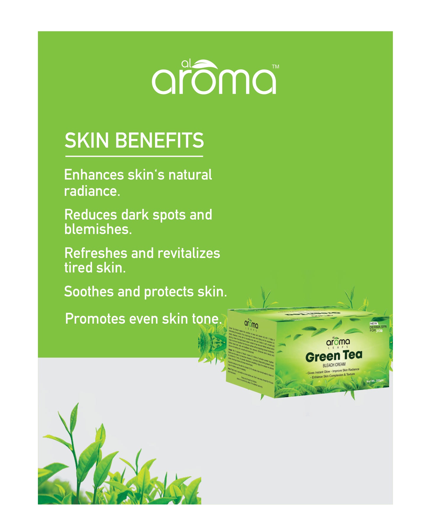 Green Tea Bleach Cream – Gentle Herbal Bleach with Antioxidant Protection for Bright, Even-Toned Skin