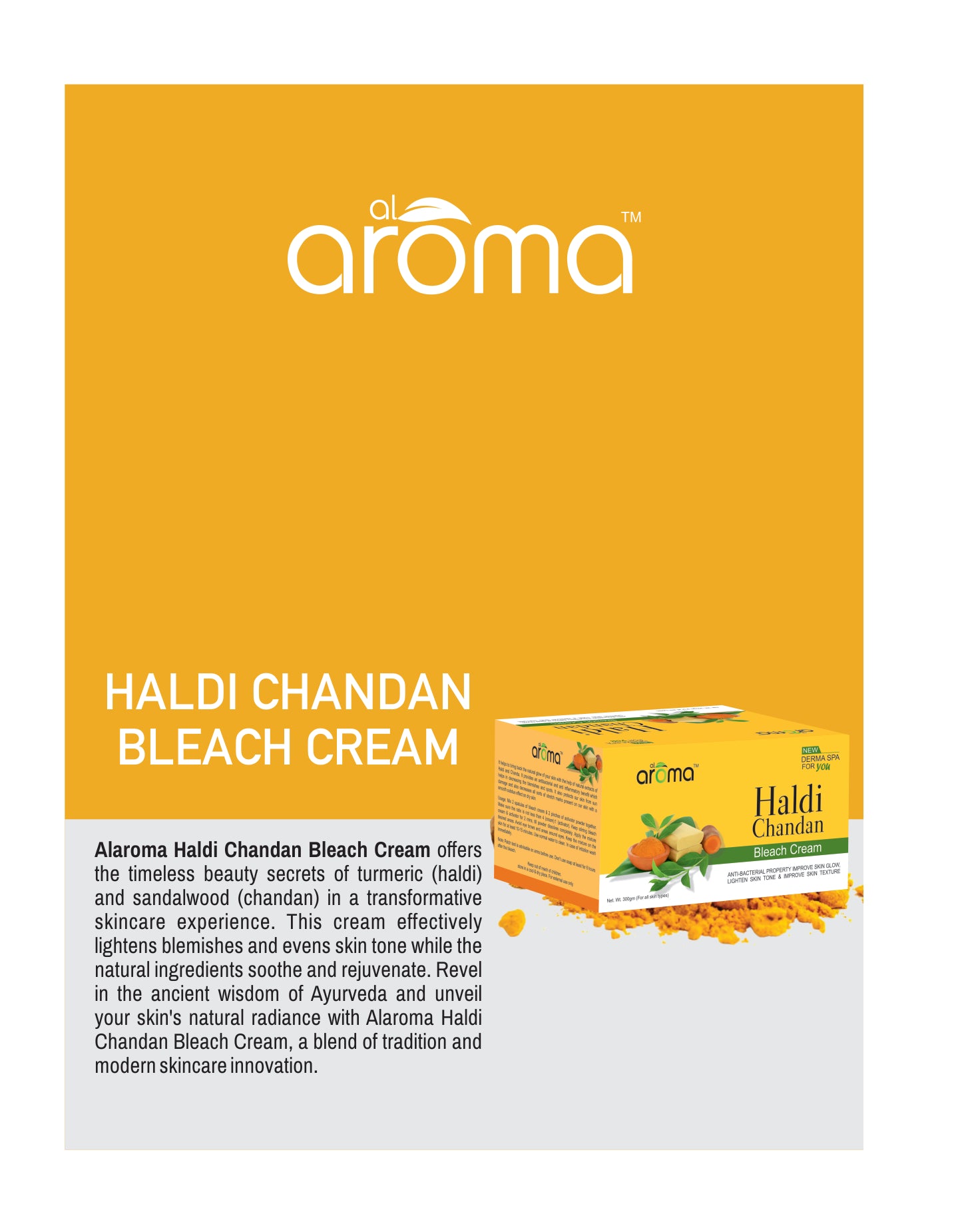Haldi Chandan Bleach Cream – Herbal Glow Bleach with Turmeric & Sandalwood for Clear, Radiant Skin