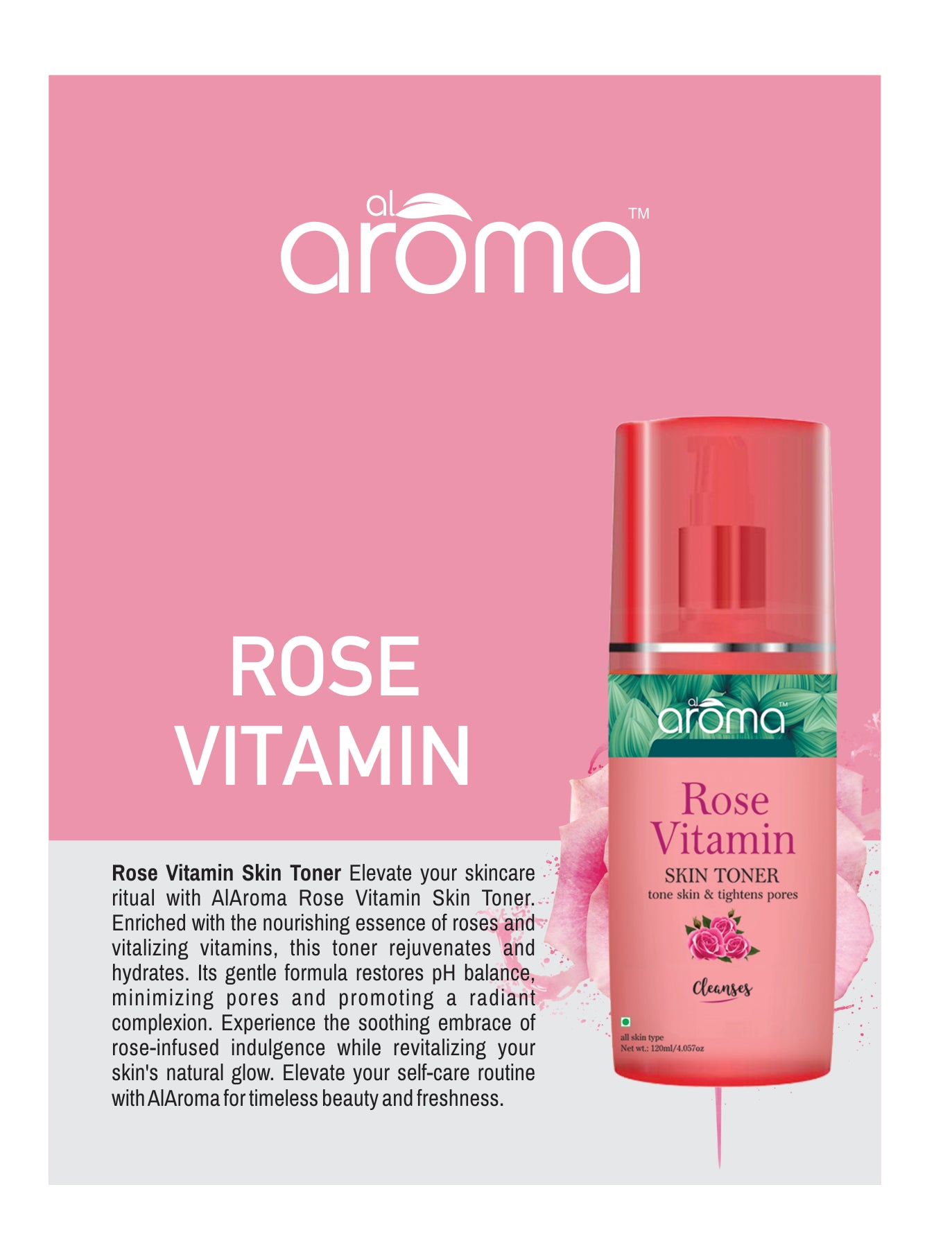 Rose Vitamin Skin Toner – Hydrating & Brightening Toner with Rose Water & Multivitamins