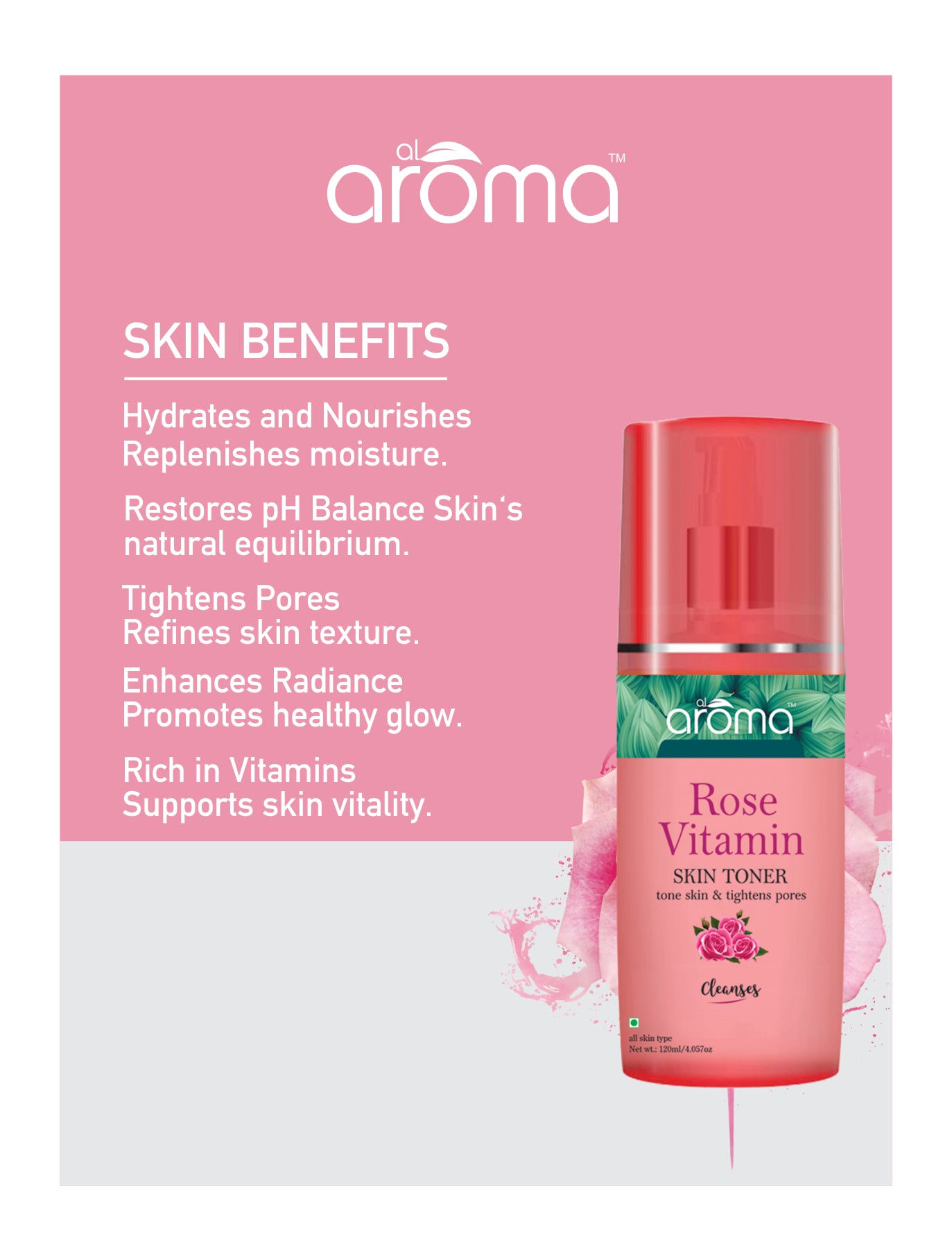 Rose Vitamin Skin Toner – Hydrating & Brightening Toner with Rose Water & Multivitamins