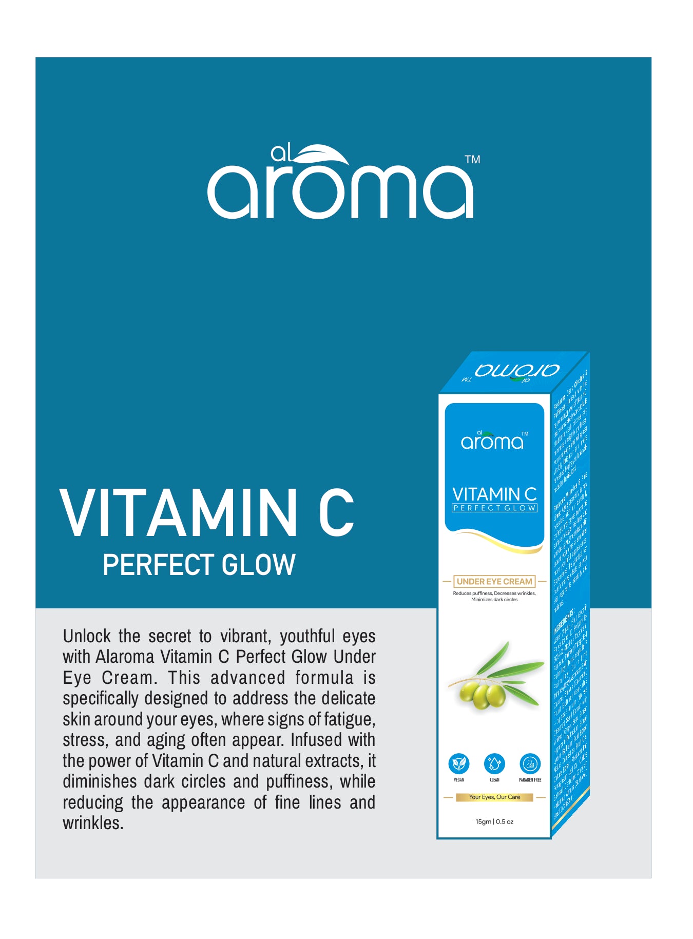 Vitamin C Perfect Glow Under Eye Cream – Brightening & Anti-Dark Circle Eye Cream with Vitamin C & Hyaluronic Acid