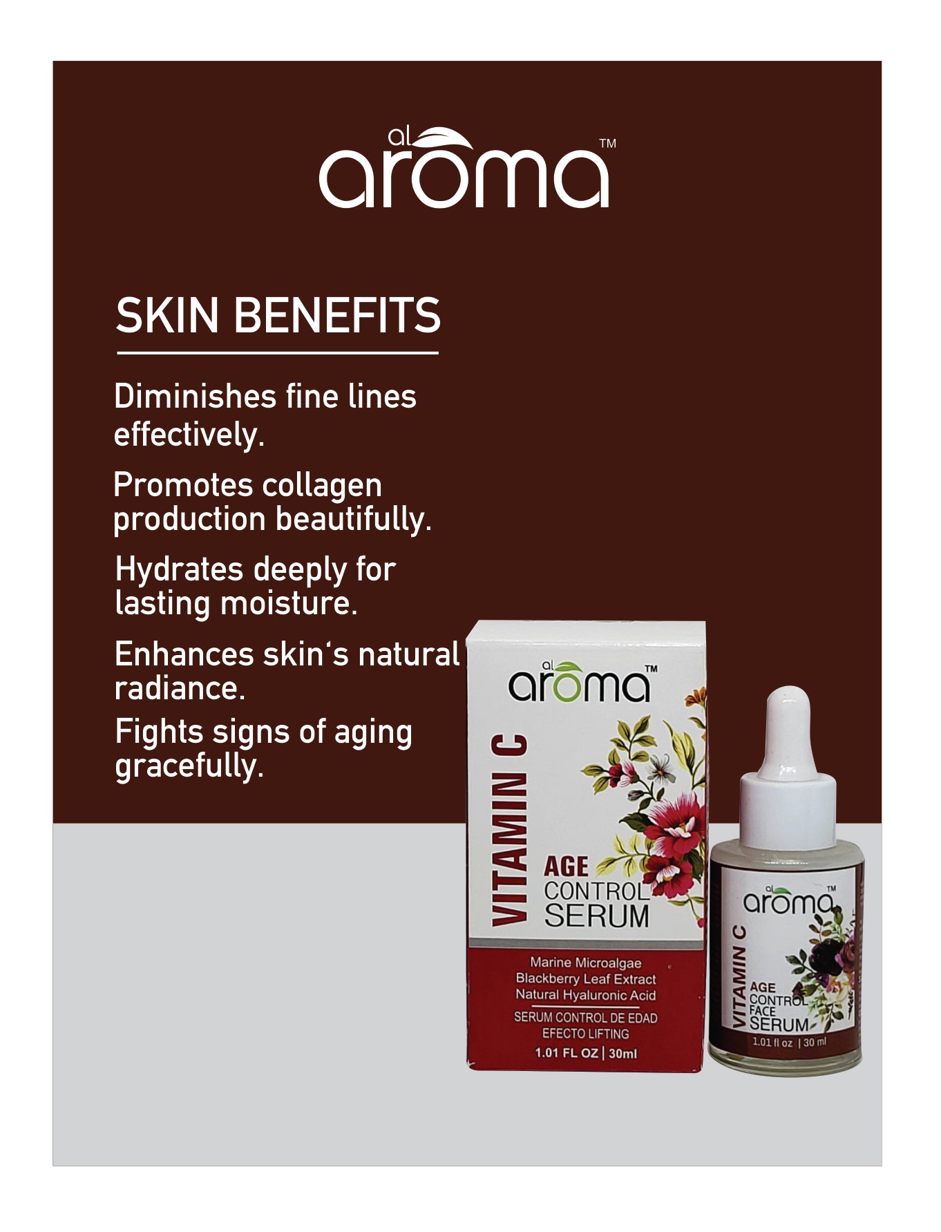 Age Control Face Serum – Anti-Wrinkle; Firming Serum with Retinol, Peptides; Hyaluronic Acid
