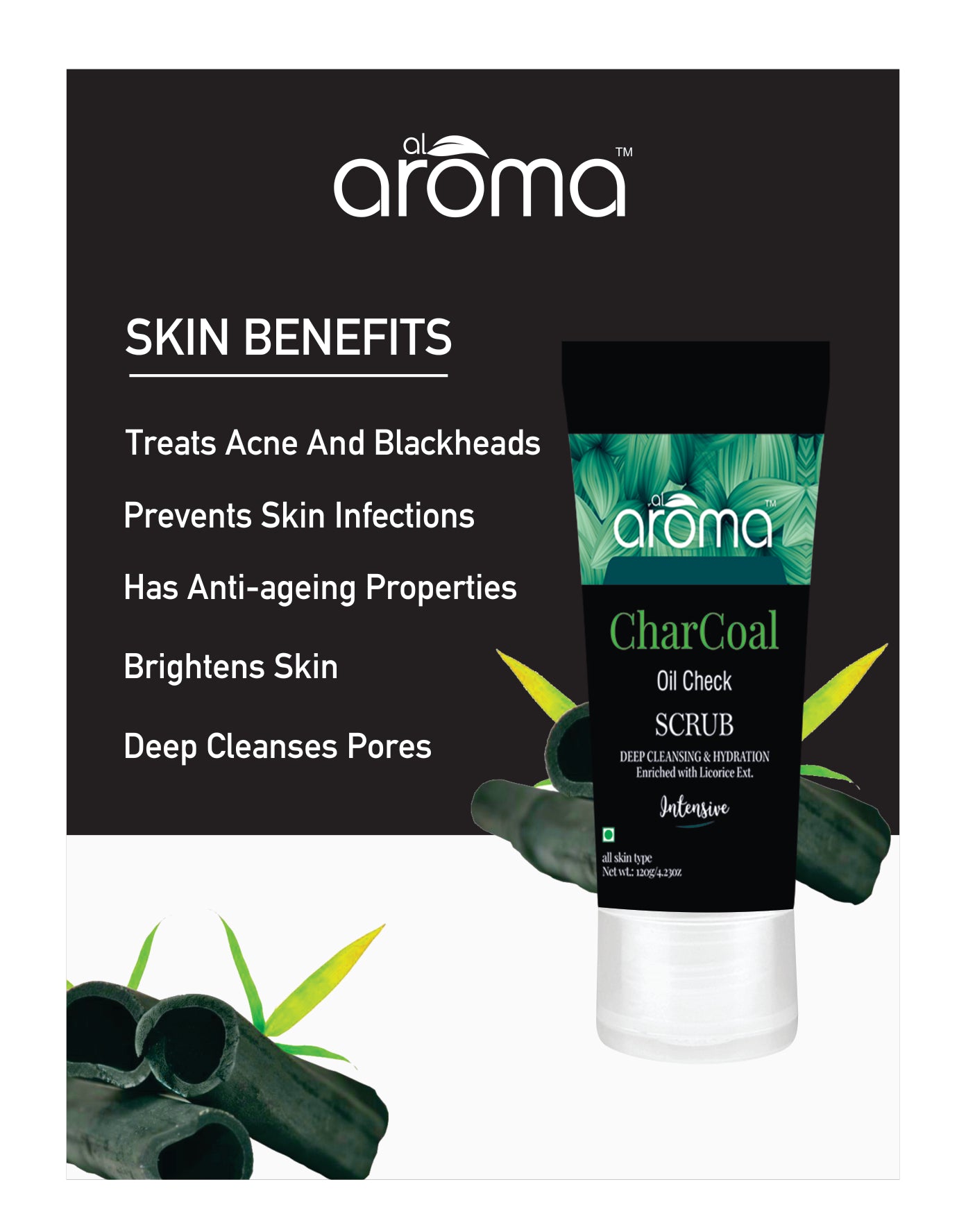 Activated Charcoal Face Scrub – Deep Cleansing & Detox Exfoliator for Oily, Acne-Prone Skin