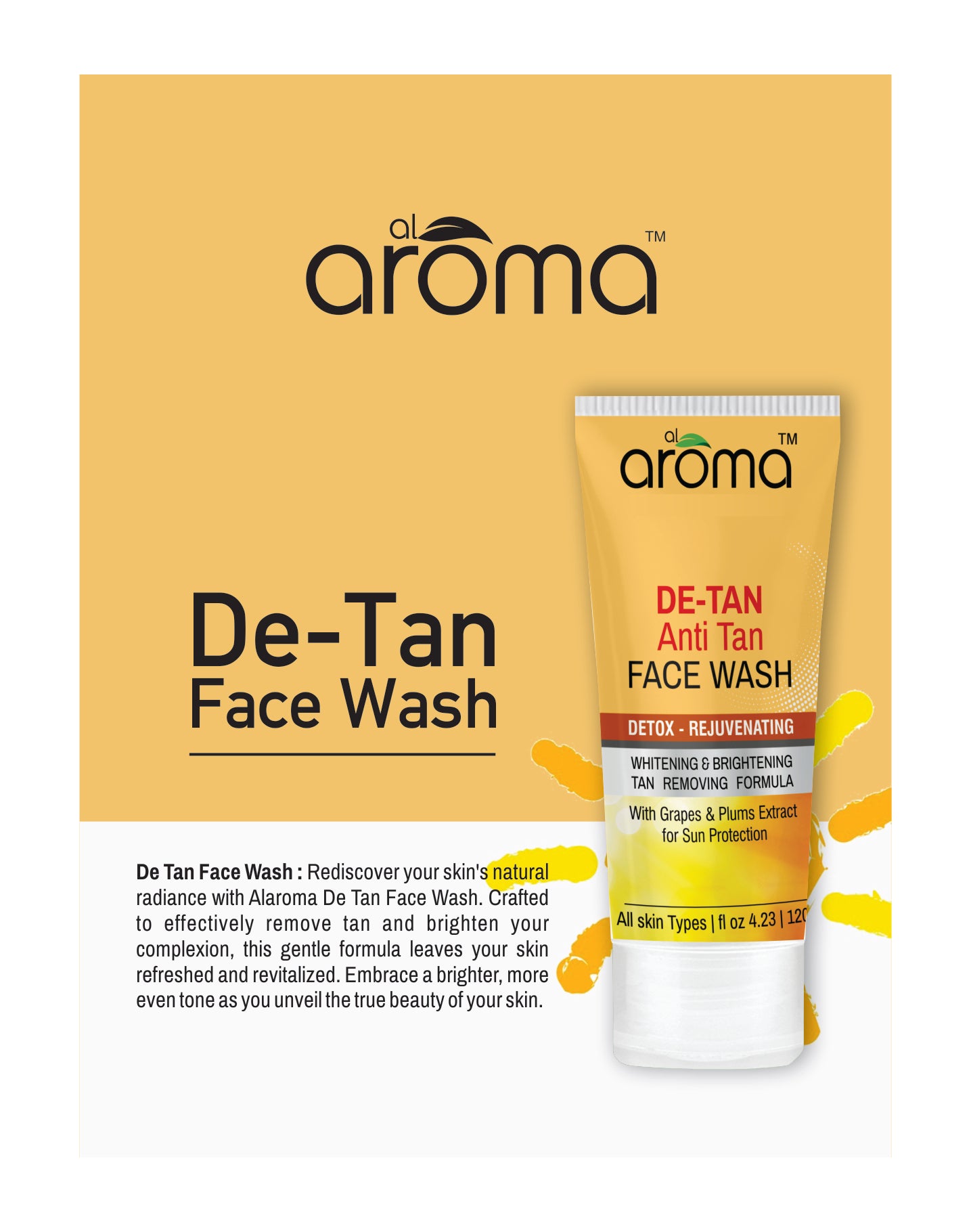 De Tan Face Wash – Tan Removal Cleanser for Brighter, Even-Toned Skin