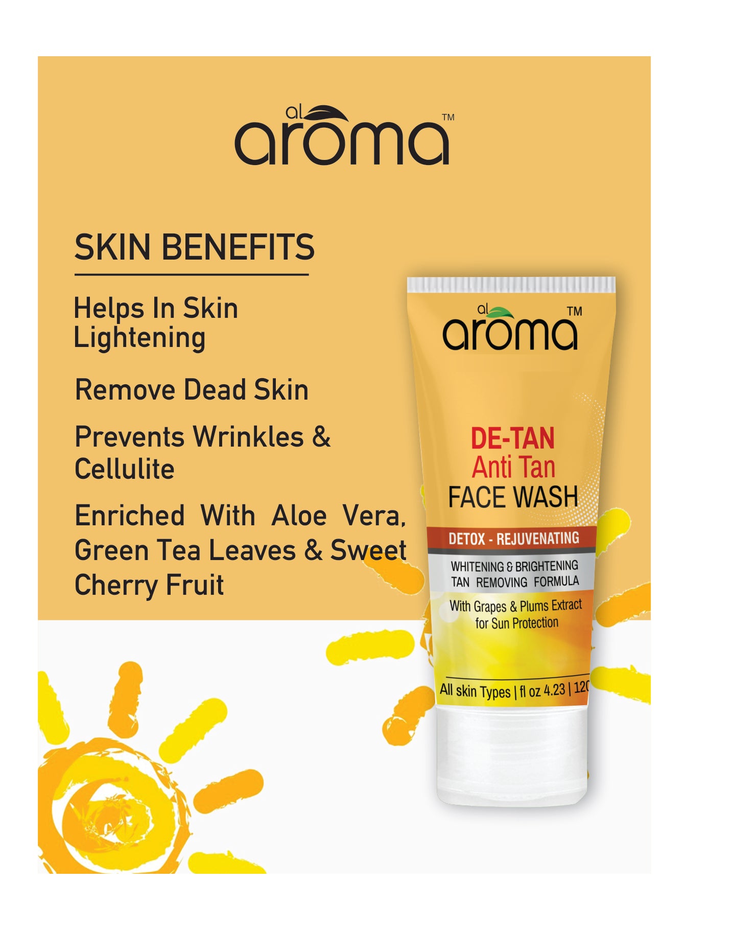 De Tan Face Wash – Tan Removal Cleanser for Brighter, Even-Toned Skin