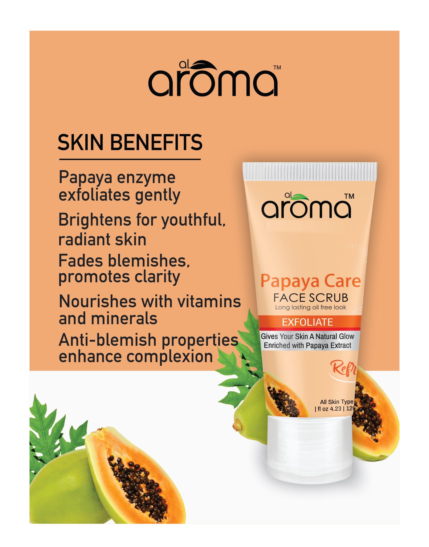 Papaya Care Face Scrub – Tan Removal & Brightening Scrub for Smooth, Glowing Skin