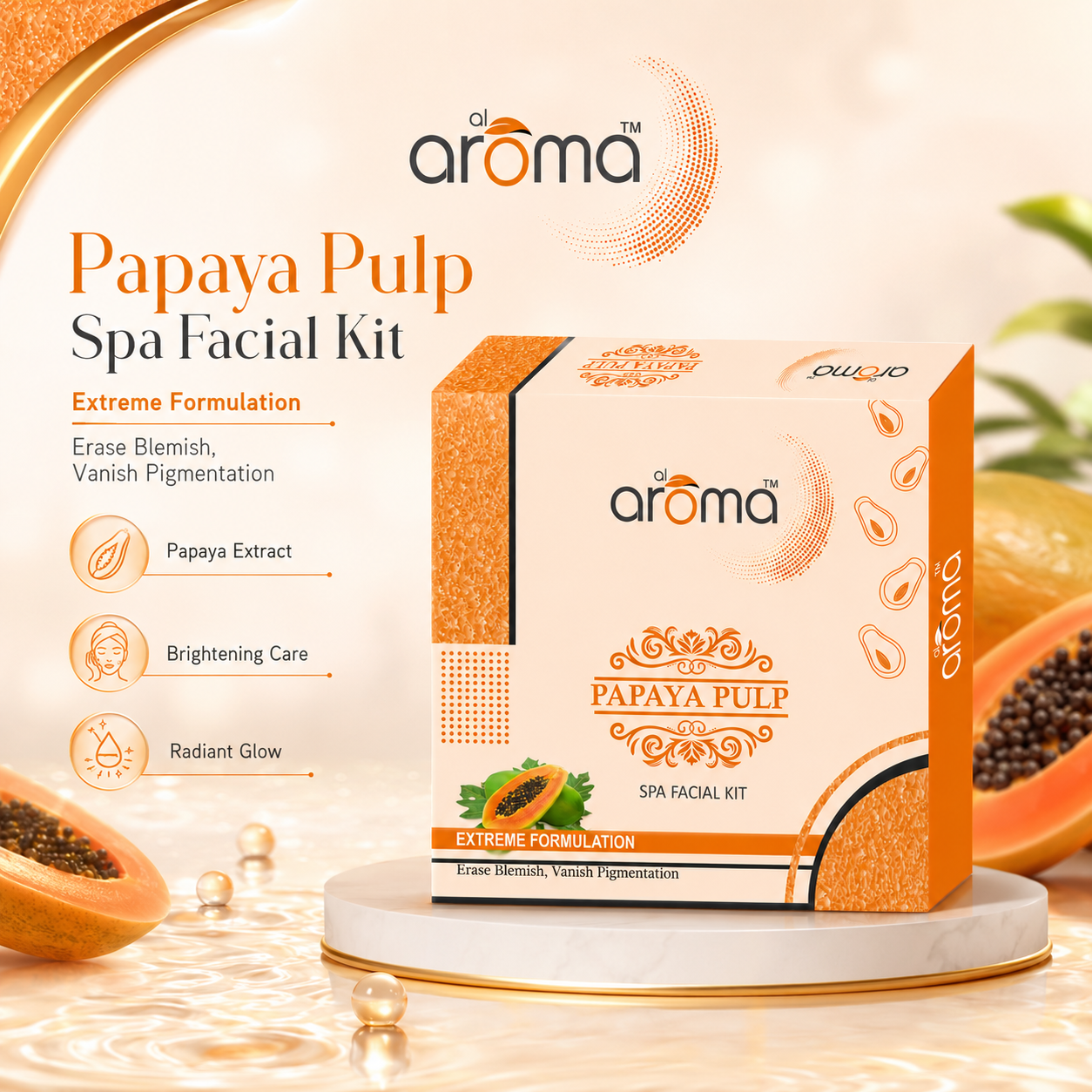 Papaya Pulp Spa Facial Kit – Blemish Control & Skin Brightening Facial Treatment