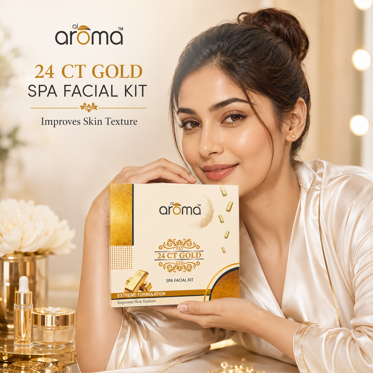 24K Gold Spa Facial Kit – Radiance Boost & Skin Firming Facial Treatment for Glowing Skin