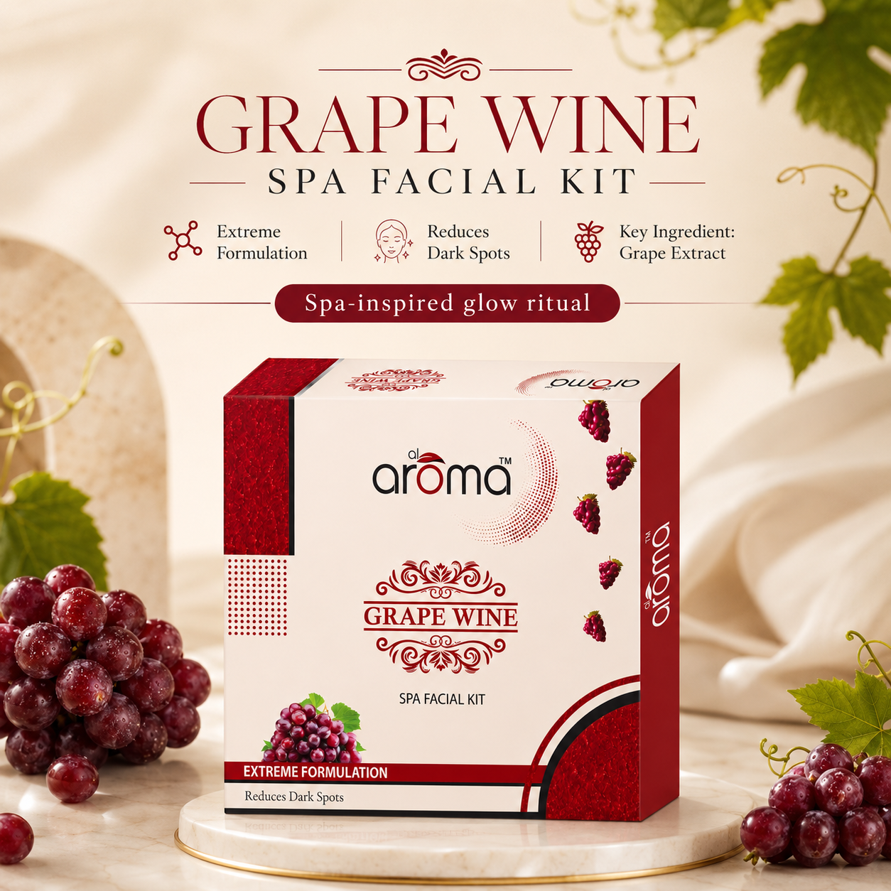 Grape Wine Spa Facial Kit – Rejuvenating Facial Glow Treatment for All Skin Types