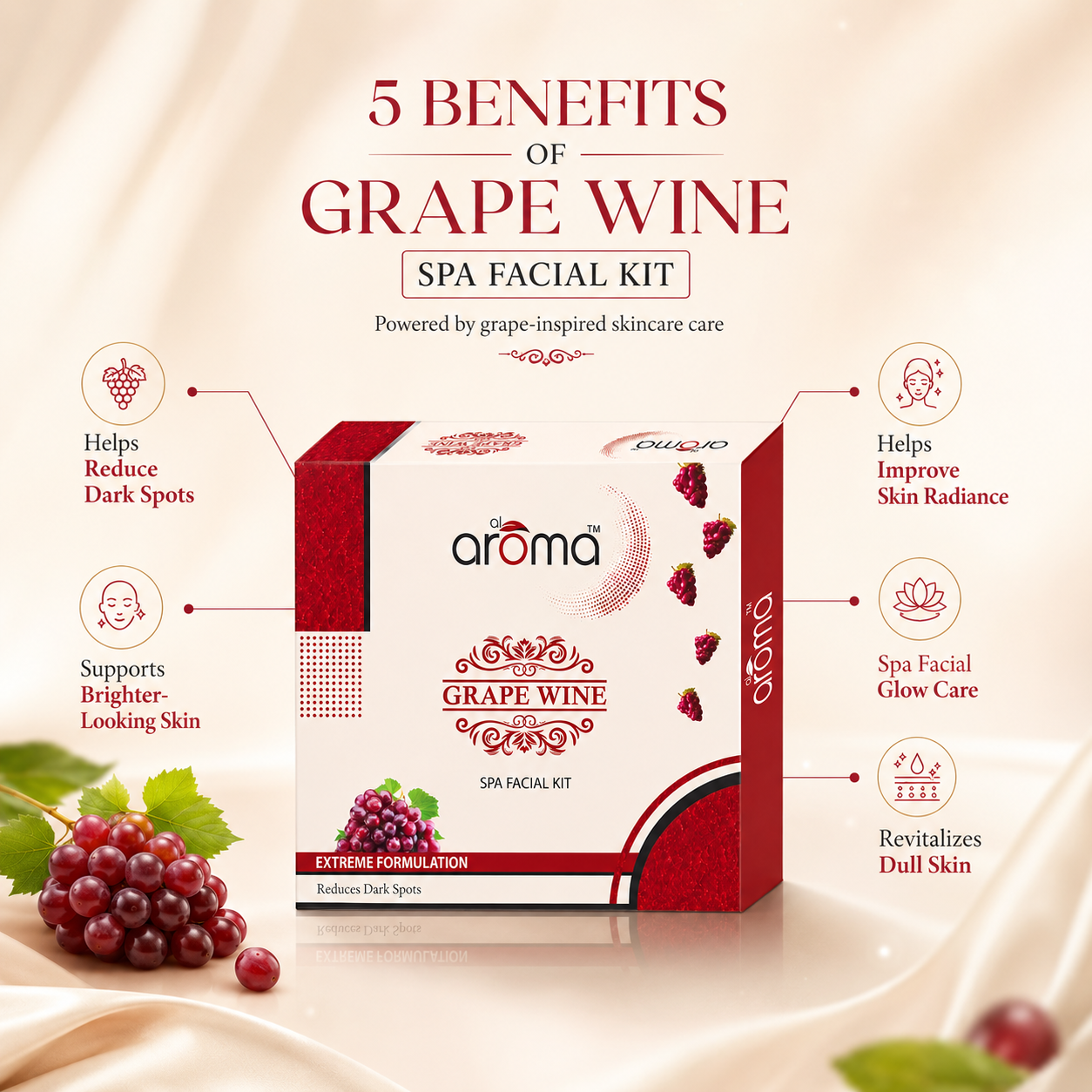 Grape Wine Spa Facial Kit – Rejuvenating Facial Glow Treatment for All Skin Types