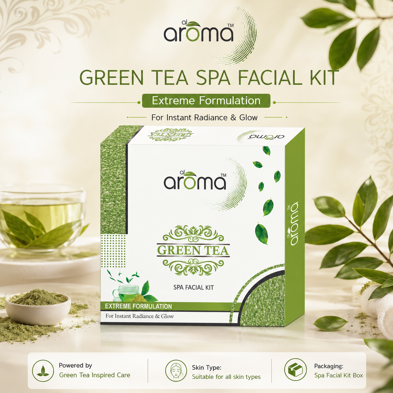 Green Tea Spa Facial Kit – Antioxidant-Rich Detox & Skin-Calming Facial Treatment
