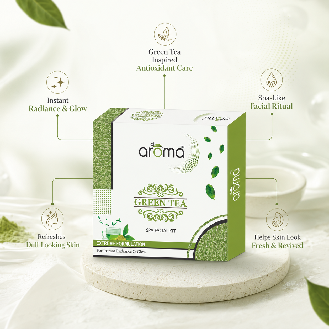 Green Tea Spa Facial Kit – Antioxidant-Rich Detox & Skin-Calming Facial Treatment