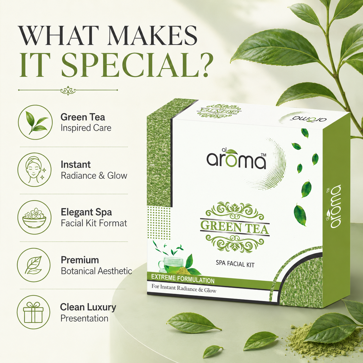 Green Tea Spa Facial Kit – Antioxidant-Rich Detox & Skin-Calming Facial Treatment