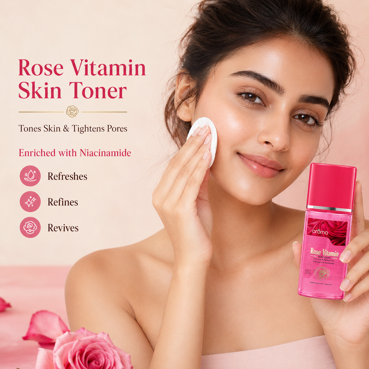 Rose Vitamin Skin Toner – Hydrating & Brightening Toner with Rose Water & Multivitamins