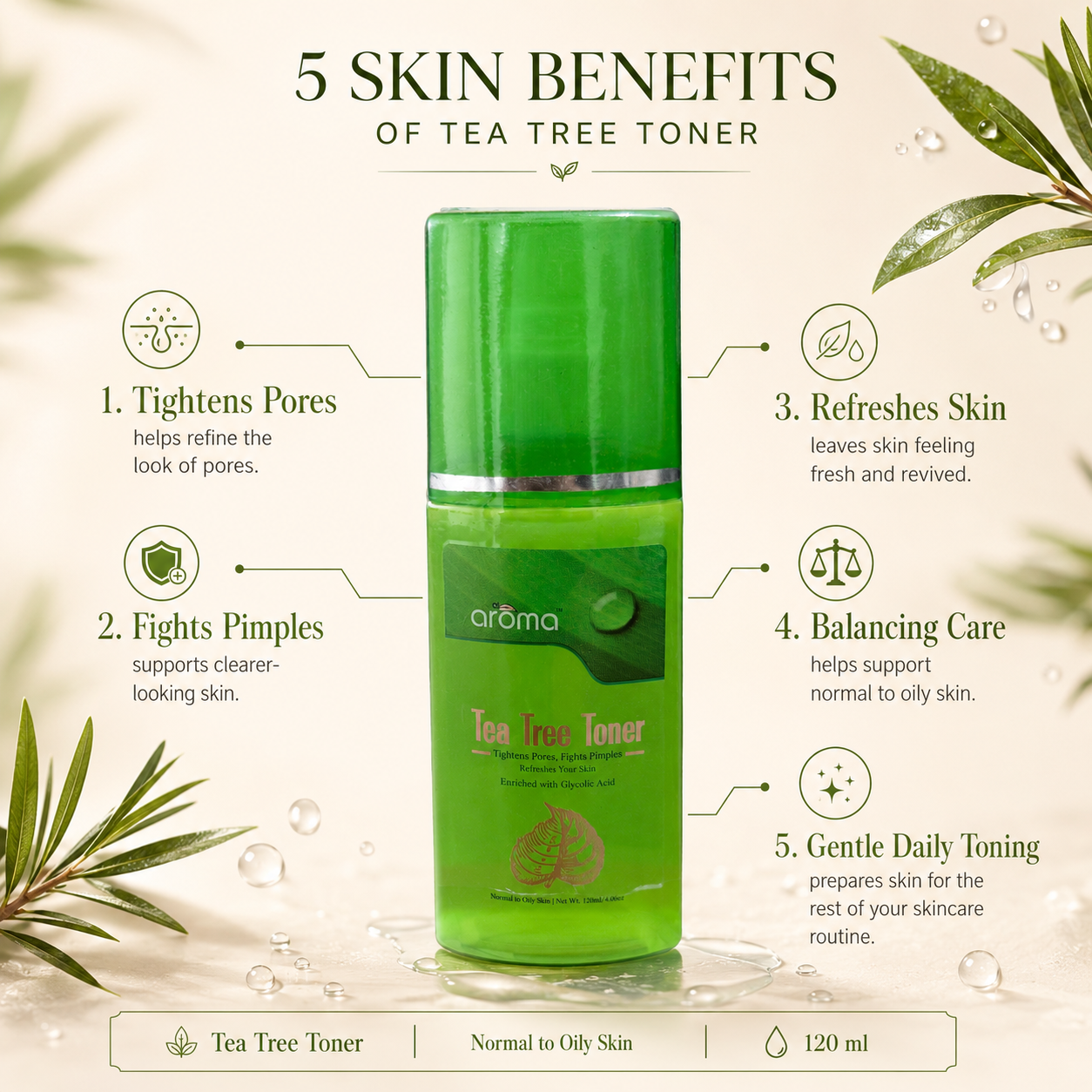 Tea Tree Toner – Pore-Tightening & Oil-Control Toner for Acne-Prone Skin