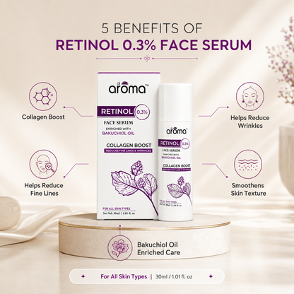 Retinol Face Serum with Bakuchiol Oil – Anti-Aging & Skin Renewal Serum for Fine Lines and Wrinkles
