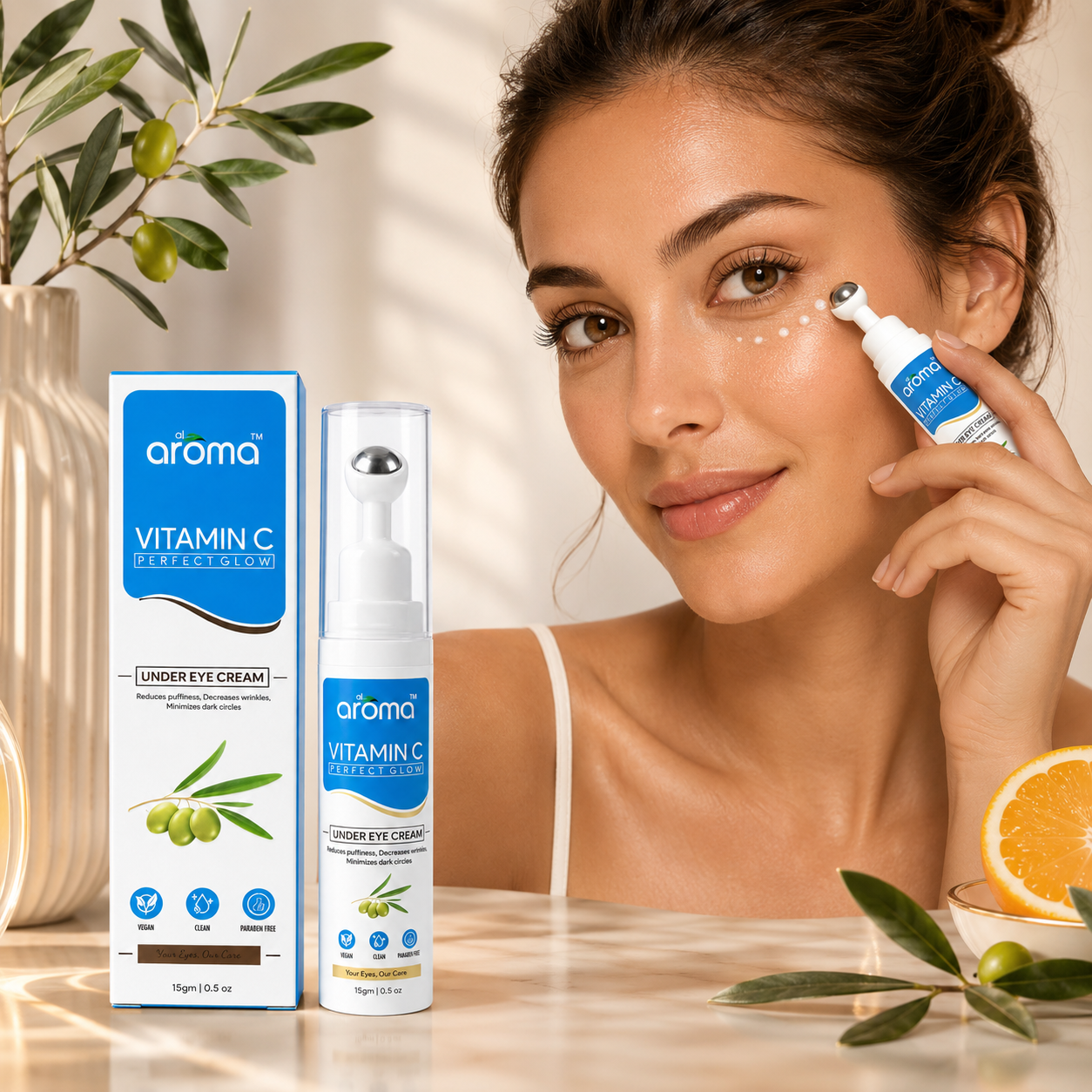 Vitamin C Perfect Glow Under Eye Cream – Brightening & Anti-Dark Circle Eye Cream with Vitamin C & Hyaluronic Acid
