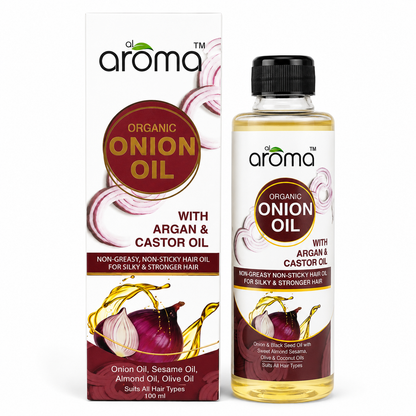 Organic Onion Hair Oil – Hair Fall Control & Growth Booster with Red Onion, Black Seed & Vitamin E