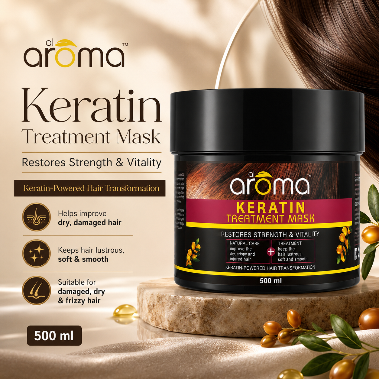 Keratin Treatment Hair Mask – Deep Repair & Frizz Control with Keratin, Argan Oil & Shea Butter