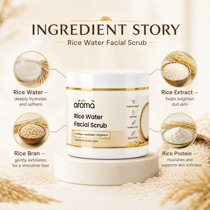 Rice Water Facial Scrub – Gentle Exfoliating & Glow-Boosting Face Scrub for Smooth, Polished & Radiant-Looking Skin