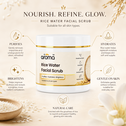 Rice Water Facial Scrub – Gentle Exfoliating & Glow-Boosting Face Scrub for Smooth, Polished & Radiant-Looking Skin
