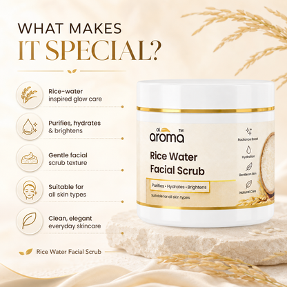 Rice Water Facial Scrub – Gentle Exfoliating & Glow-Boosting Face Scrub for Smooth, Polished & Radiant-Looking Skin