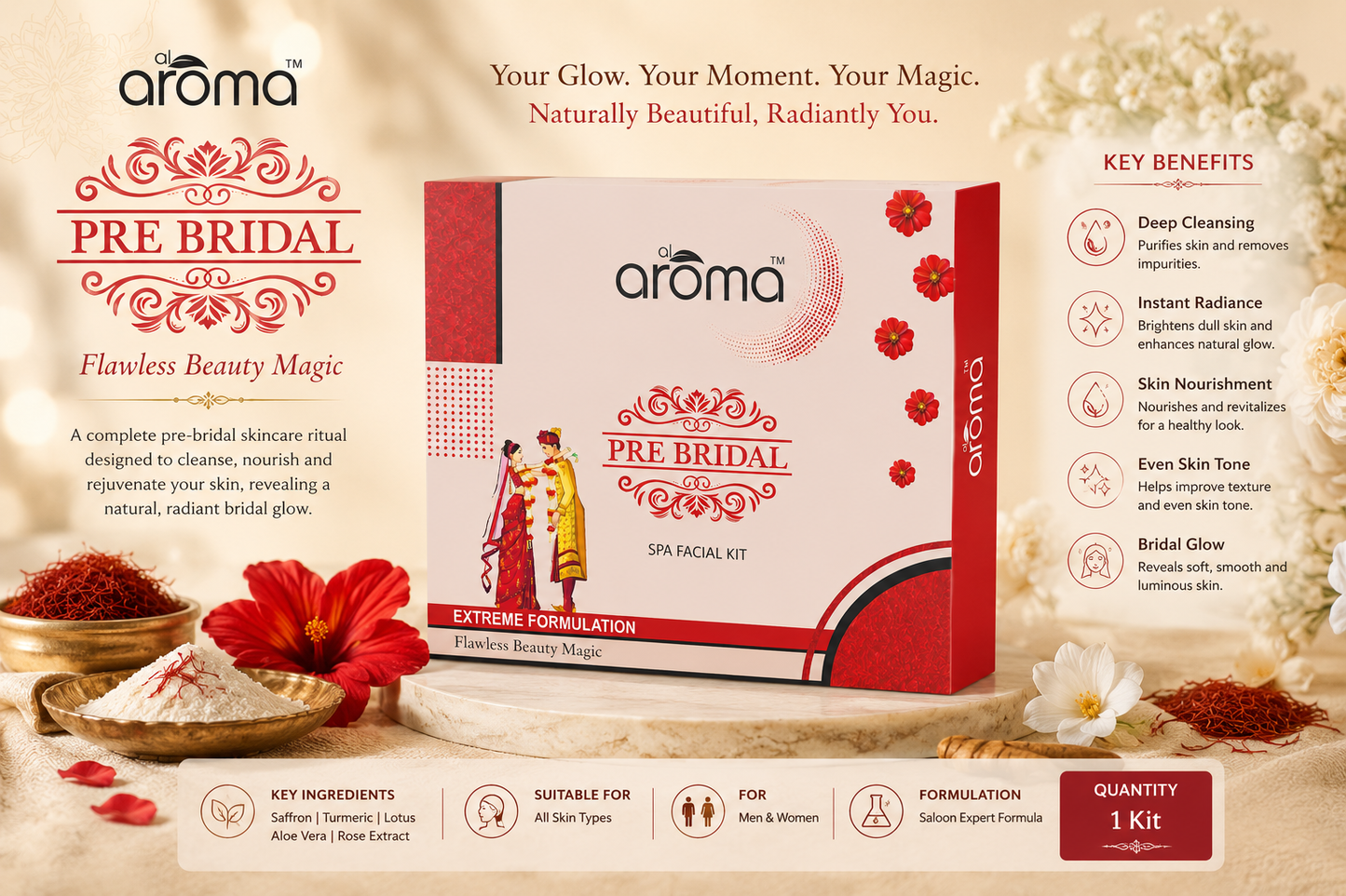 Pre Bridal Glow Spa Facial Kit – Bridal Radiance & Deep Skin Nourishment for All Skin Types