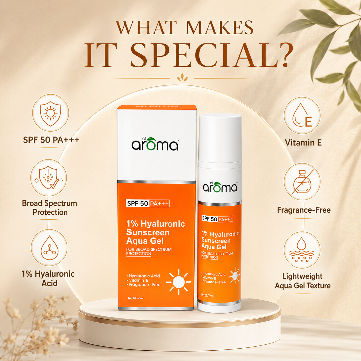 1% Hyaluronic Aqua Gel Sunscreen SPF 50 PA+++ – Ultra-Lightweight Hydrating UV Protection