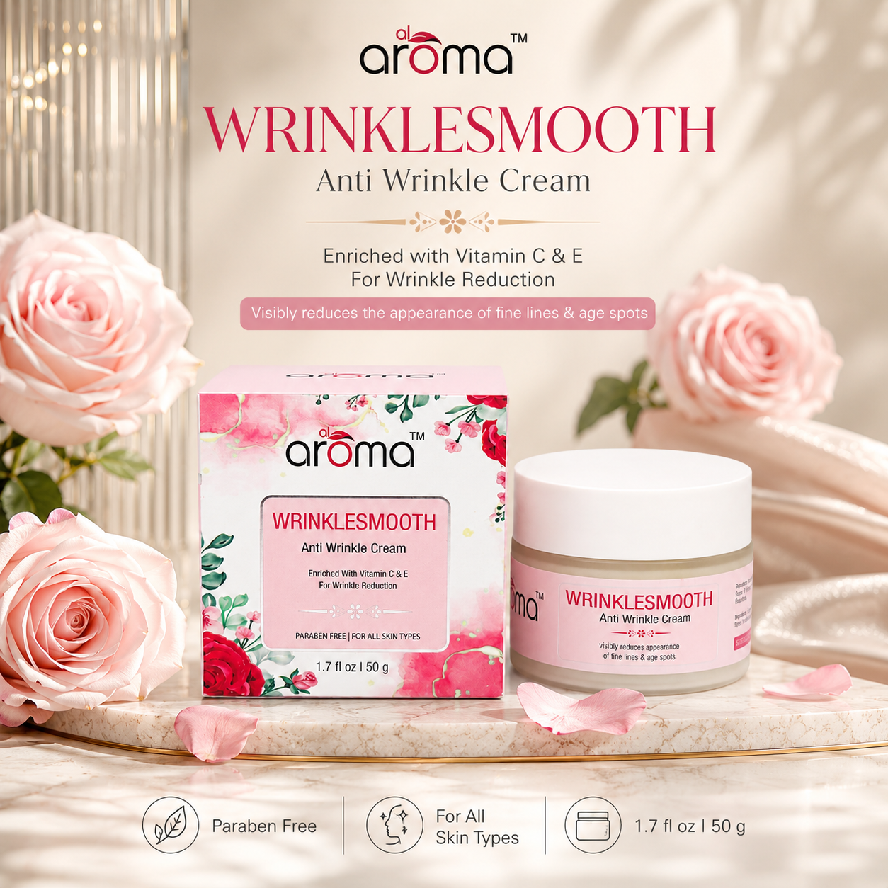 Wrinkle Smooth Anti-Wrinkle Cream – Firming & Age-Defying Cream with Retinol & Collagen Boosters