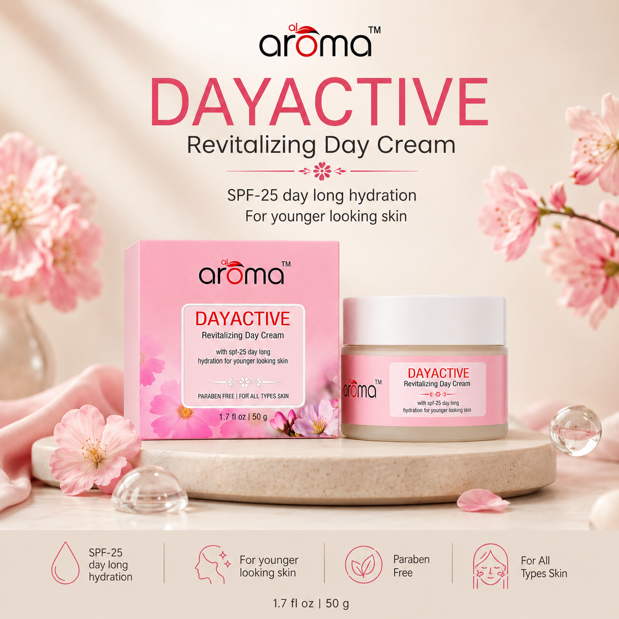 Day Active Revitalizing Cream With SPF 25 – Daily Moisturizer with Sun Protection & Skin Brightening
