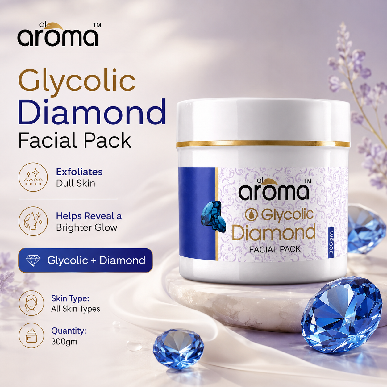 Glycolic Diamond Facial Pack – Advanced Exfoliating & Radiance Boost Formula