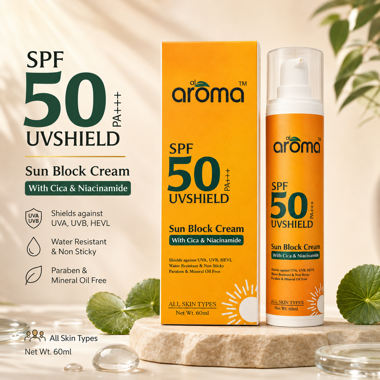 SPF 50 PA+++ Sunscreen Lotion – Ultra-Light UV Protection for All Skin Types