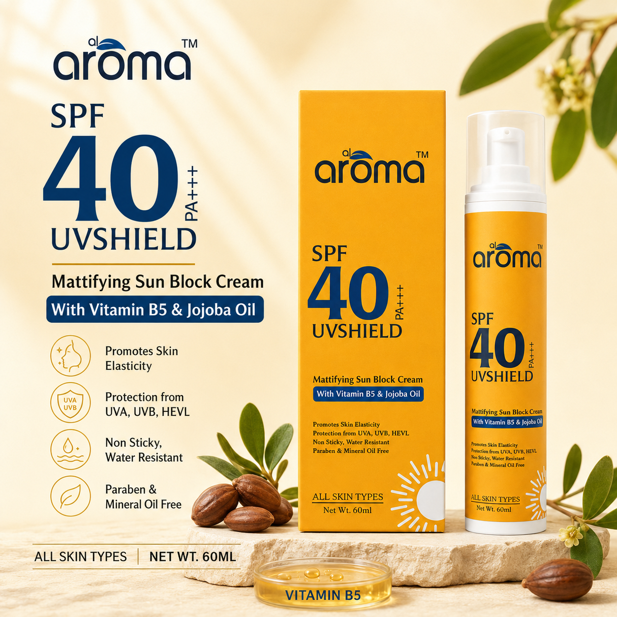 SPF 40 Mattifying Sunscreen Lotion – Broad Spectrum UV Protection with Oil Control Finish