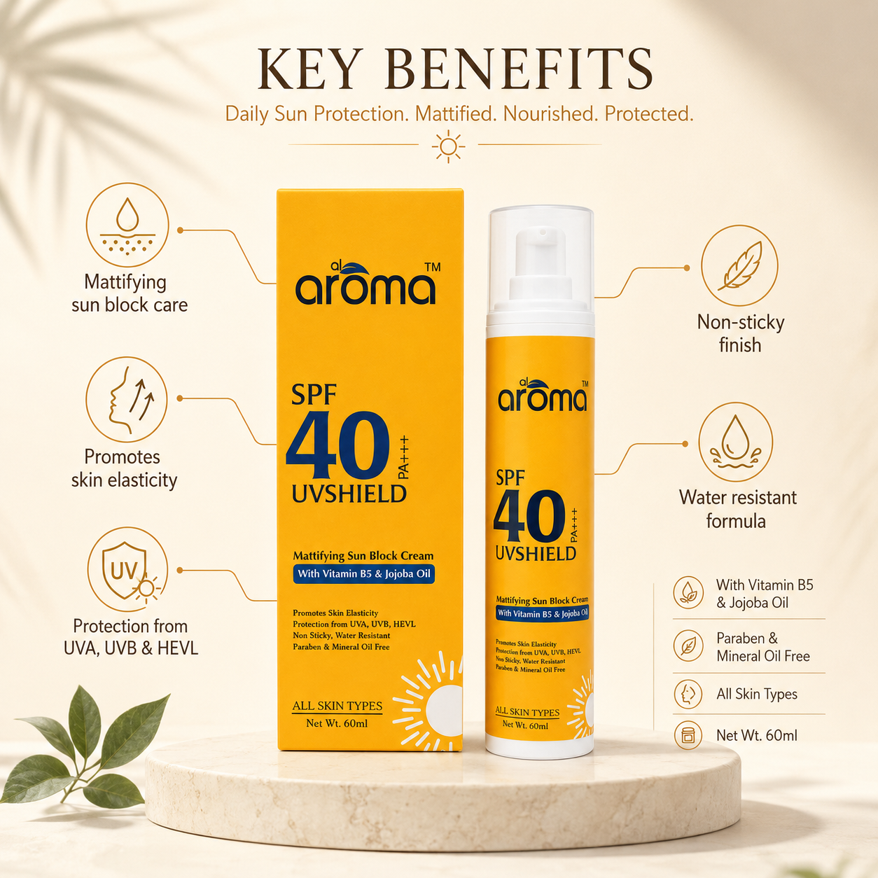 SPF 40 Mattifying Sunscreen Lotion – Broad Spectrum UV Protection with Oil Control Finish