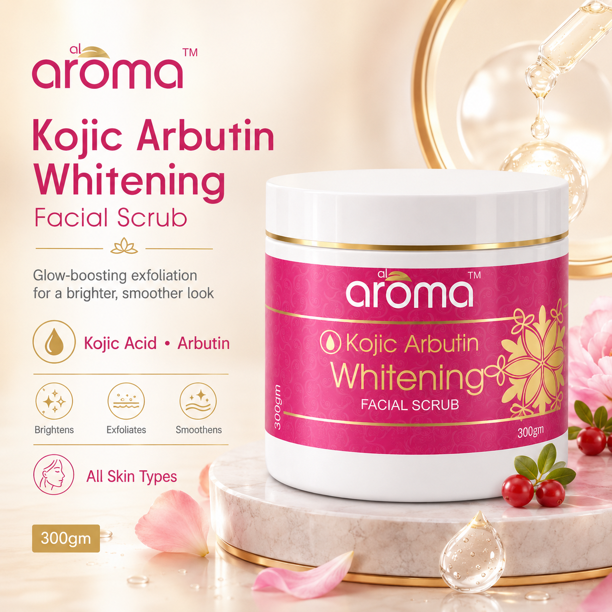 Kojic Arbutin Facial Scrub – Brightening & Skin Polishing Exfoliator