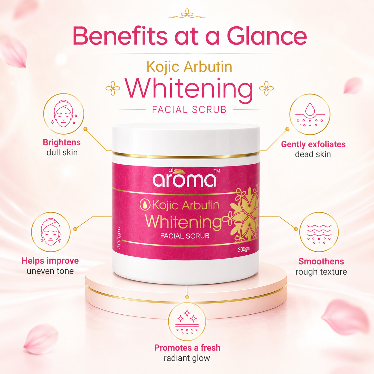 Kojic Arbutin Facial Scrub – Brightening & Skin Polishing Exfoliator