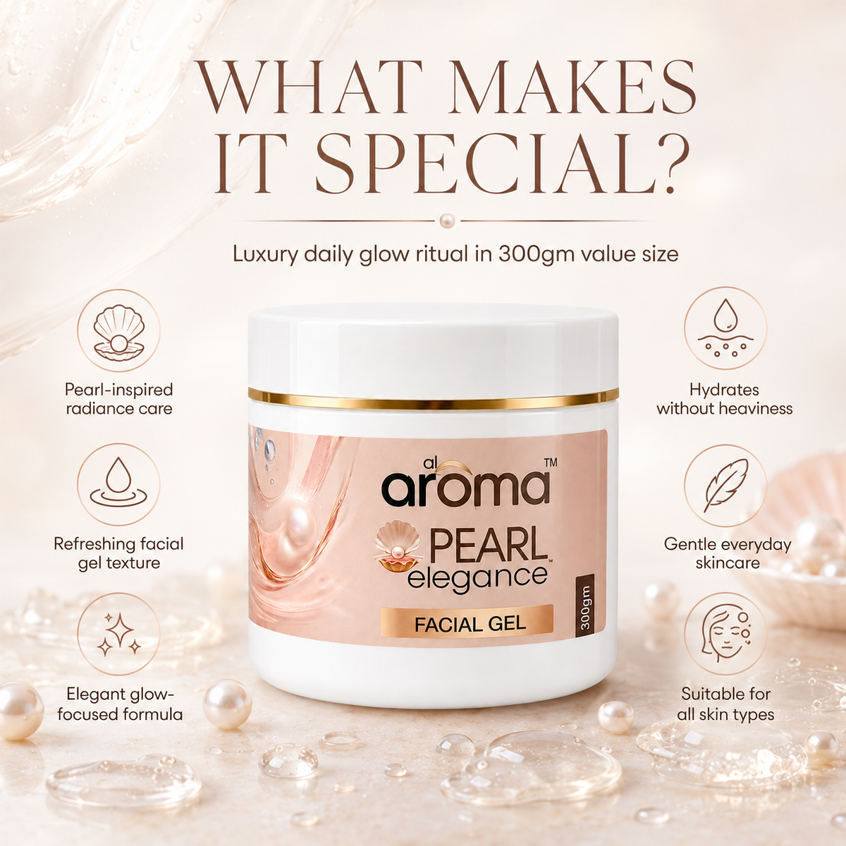 Pearl Elegance Facial Gel – Hydrating & Radiance-Boosting Facial Gel for Soft, Smooth & Luminous-Looking Skin