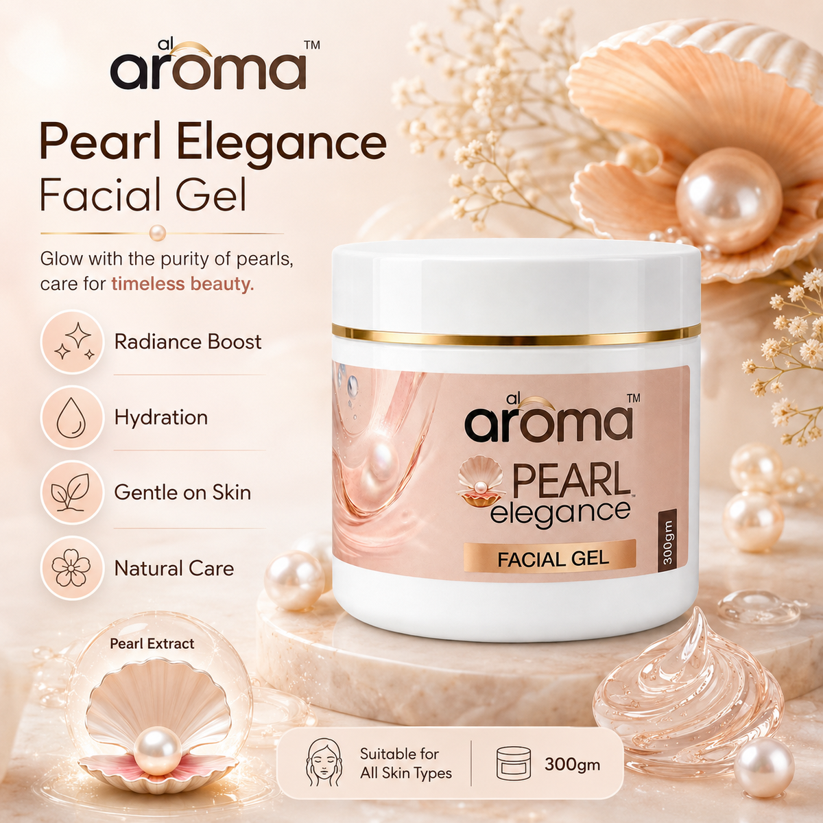Pearl Elegance Facial Gel – Hydrating & Radiance-Boosting Facial Gel for Soft, Smooth & Luminous-Looking Skin