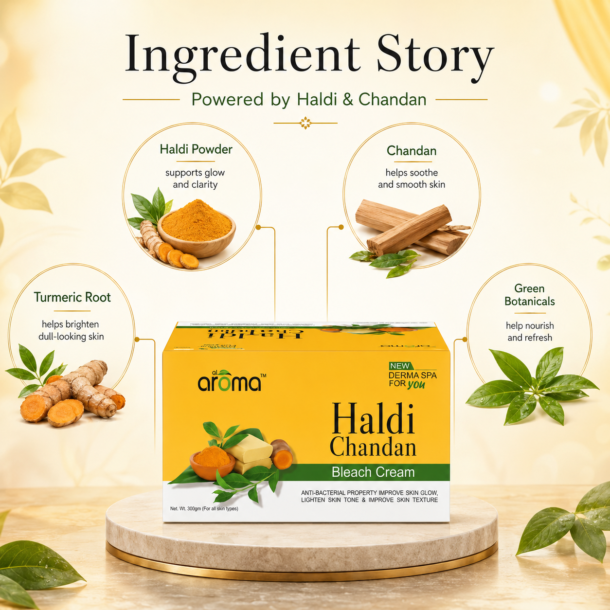Haldi Chandan Bleach Cream – Herbal Glow Bleach with Turmeric & Sandalwood for Clear, Radiant Skin