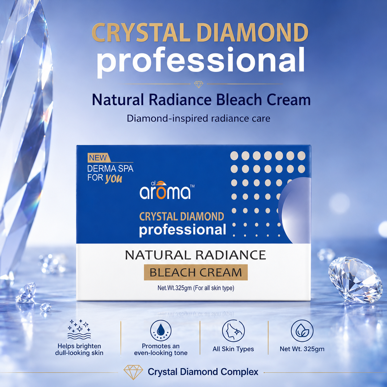 Crystal Diamond Bleach Cream – Instant Glow Bleach with Diamond Dust for Polished, Radiant Skin