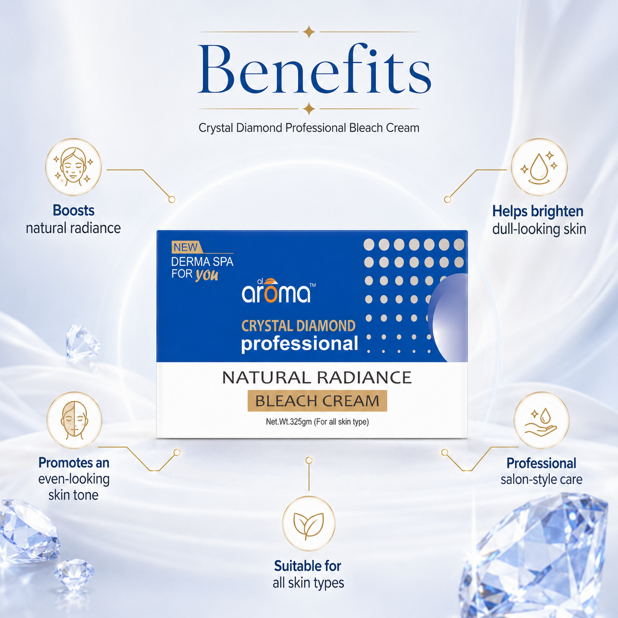 Crystal Diamond Bleach Cream – Instant Glow Bleach with Diamond Dust for Polished, Radiant Skin
