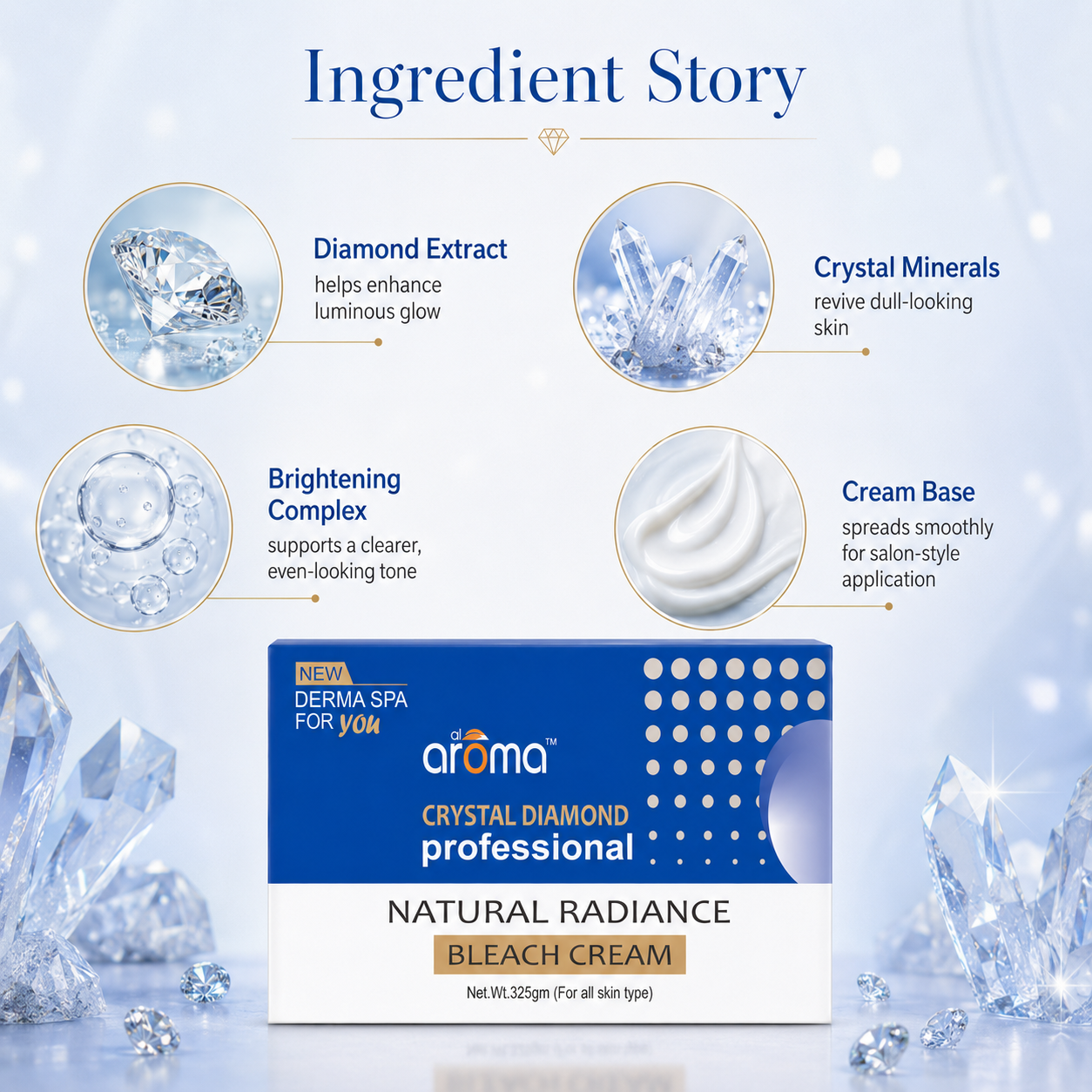 Crystal Diamond Bleach Cream – Instant Glow Bleach with Diamond Dust for Polished, Radiant Skin