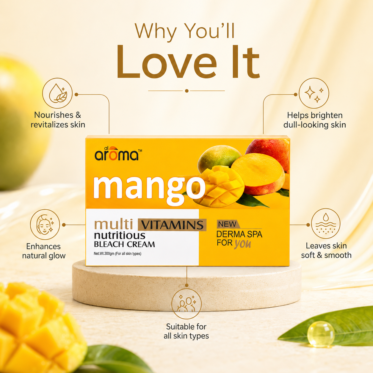 Mango Bleach Cream – Skin Brightening Bleach with Fruit Enzymes for Smooth & Glowing Complexion
