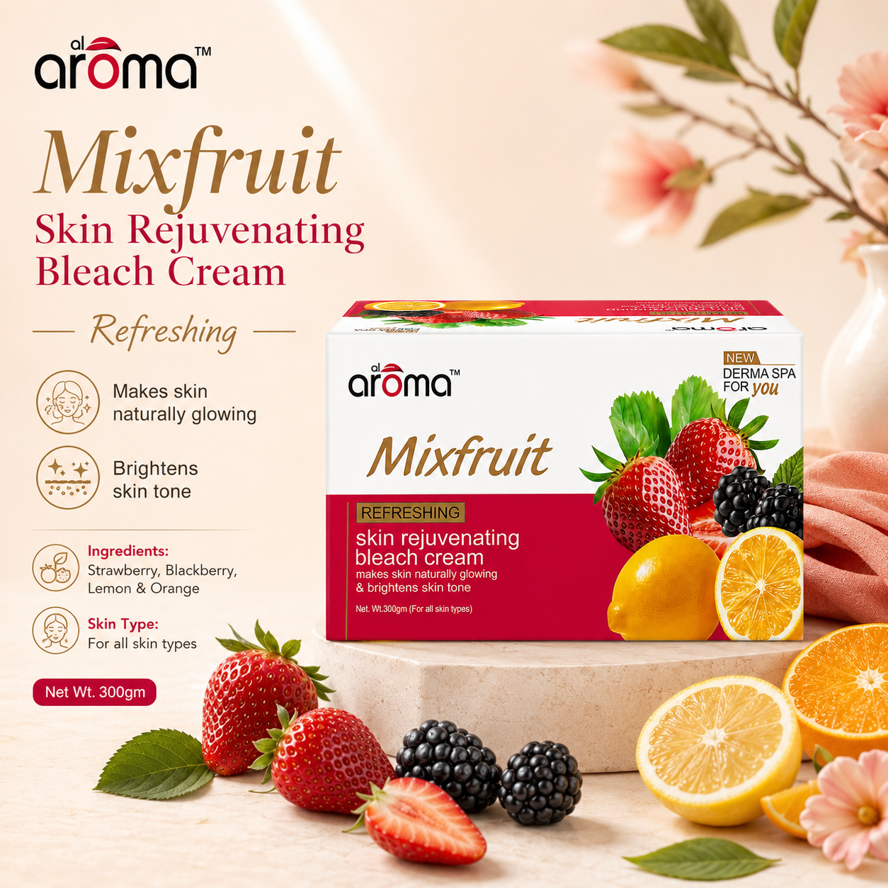 Mix Fruit Bleach Cream – Radiance-Boosting Herbal Bleach for Tan Removal & Glowing Skin