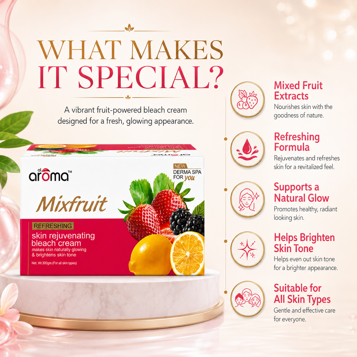 Mix Fruit Bleach Cream – Radiance-Boosting Herbal Bleach for Tan Removal & Glowing Skin